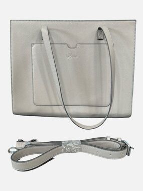 Bromen Gray Structured Leather Tote Bag